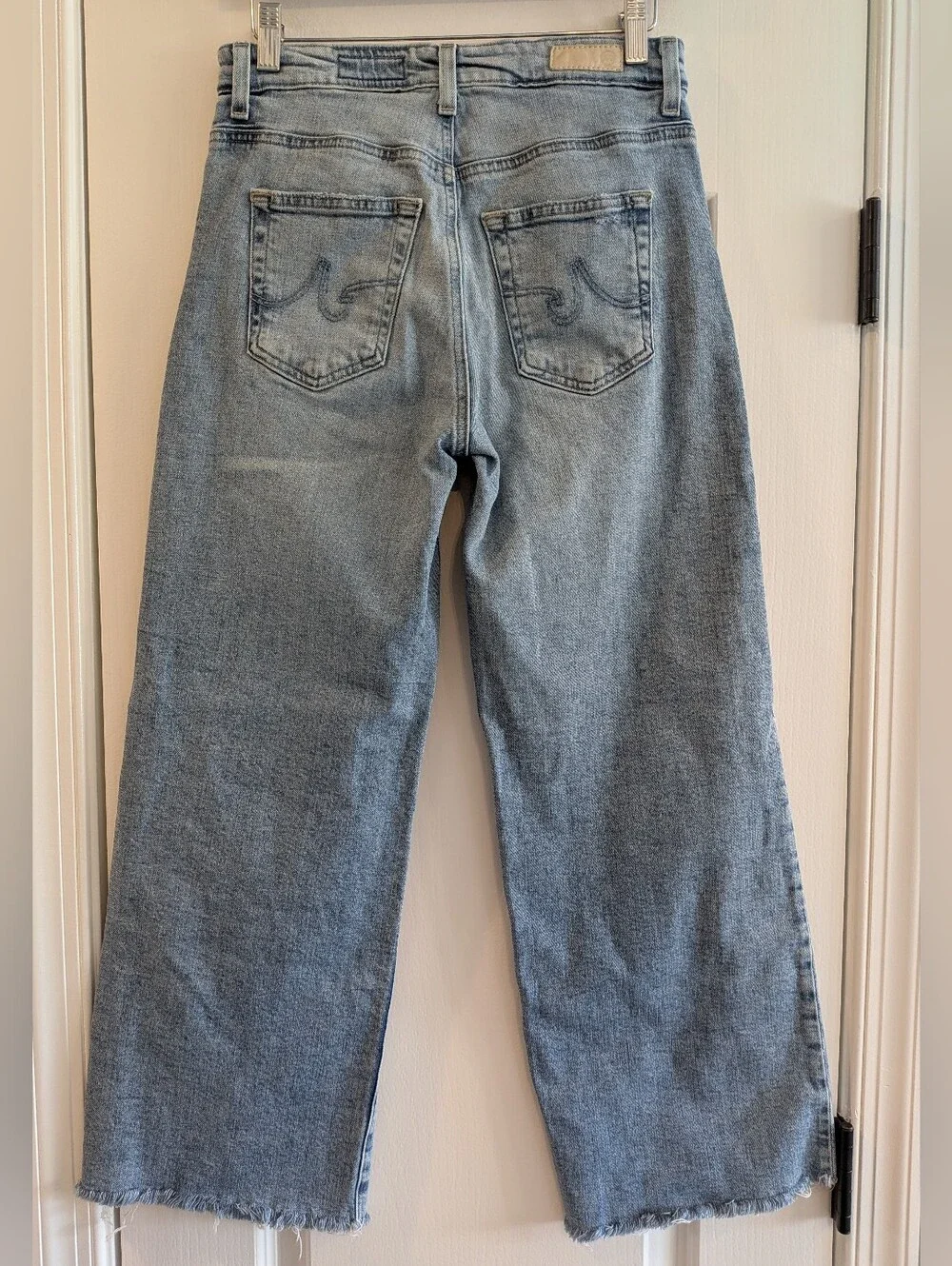AG Saige Wide Leg Crop High Rise Jeans Eclipsed Blue Light Wash Denim Size 25